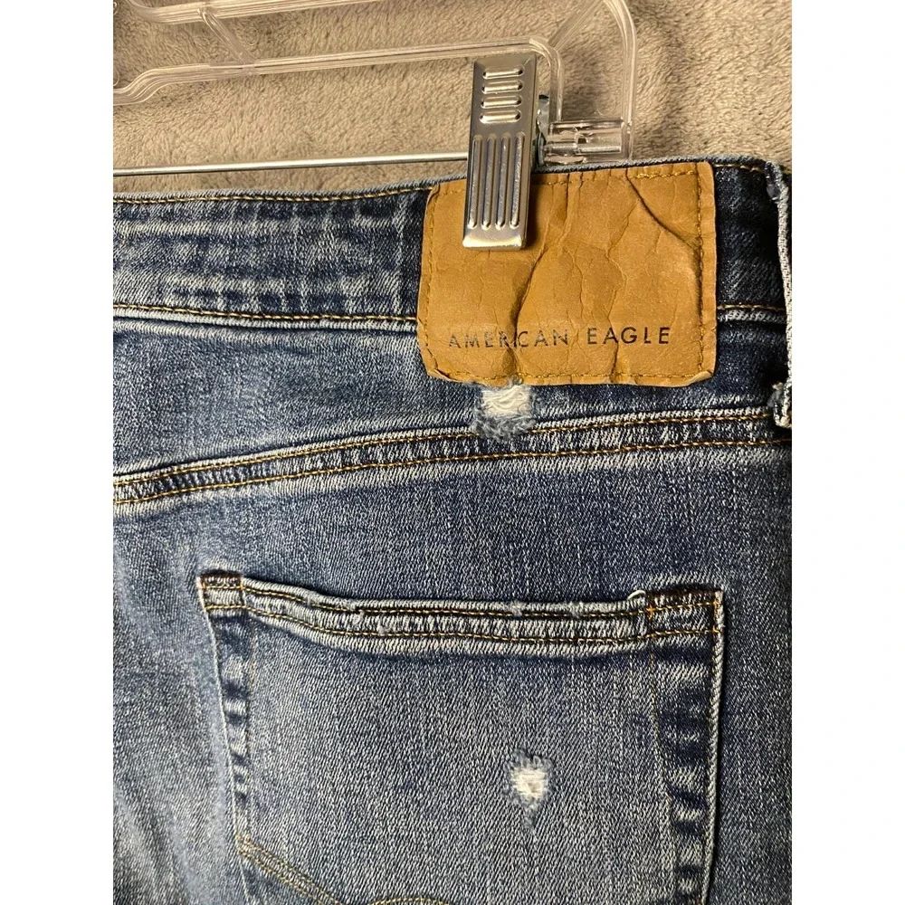 American Eagle Men's Jeans 33x30 Blue Original Straight AirFlex Distressed